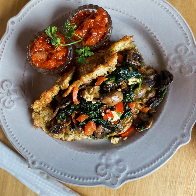 Savory seasonal omelette with fresh herbs